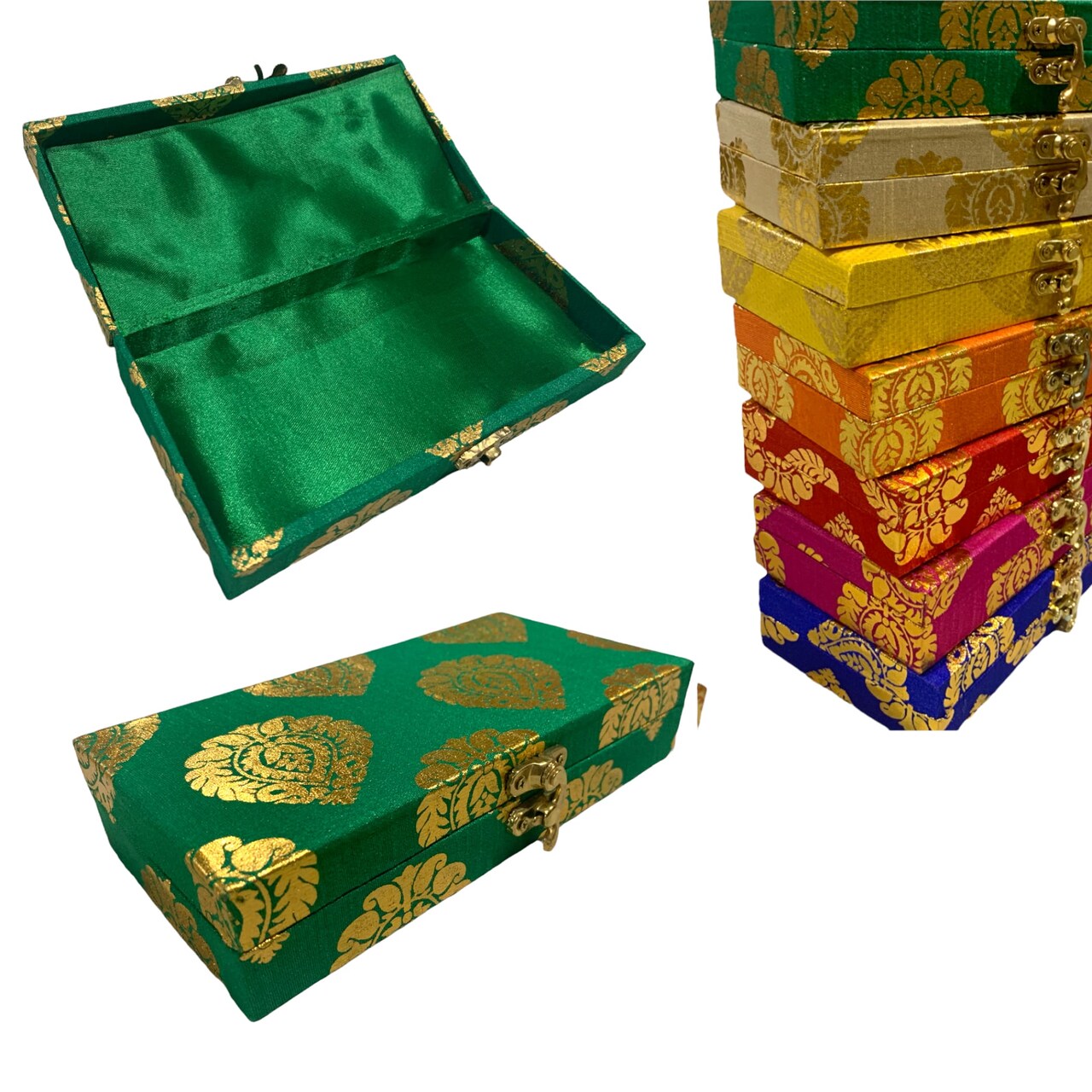 Brocade Gift Boxes( 8x4x1.5 Inches) Favor for Indian Muslim Pakistani Punjabi Wedding, Nikah Favor, Mehndi Favors, Gift Box